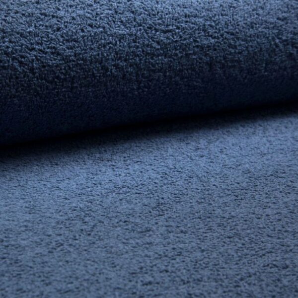 Musterfoto von Frottee Stoff in der Farbe Jeansblau.