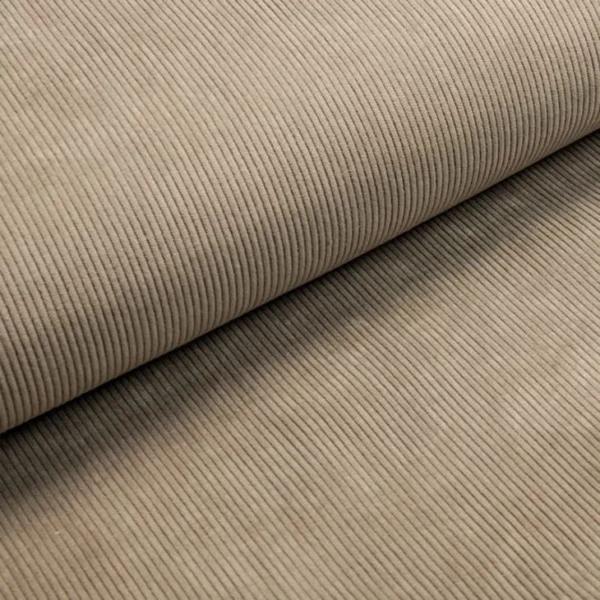 Muster von Samt Cord Stoff in der Farbe beige.